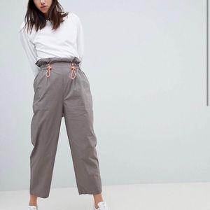 High Waist Cotton Utility Pants